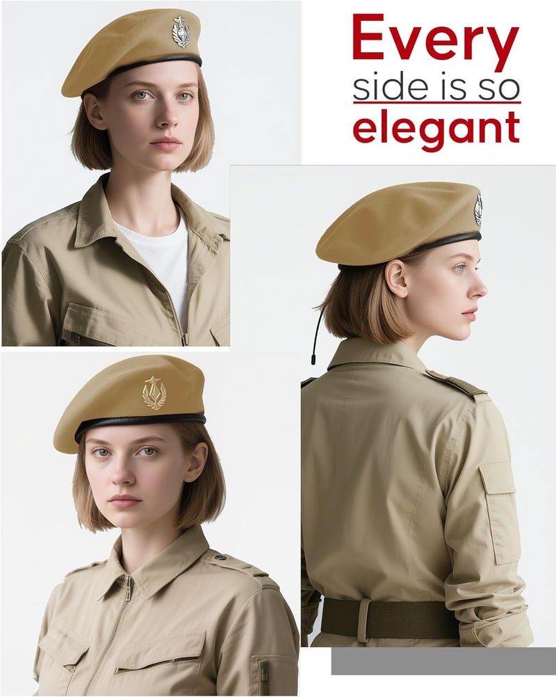 CKYPTFK Beret Hats for Women & Beret Hat Men - US Army Style 100% Wool Military Beret, Vintage British Officer Look. - Image 5